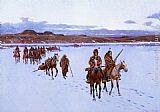 Hunt Canvas Paintings - Departure for the Buffalo Hunt